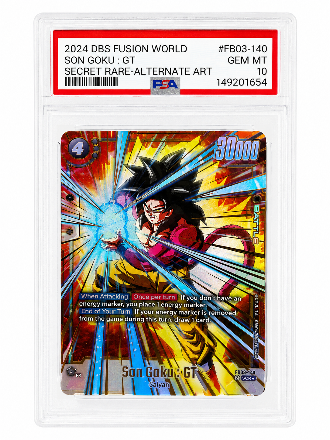 PSA 10.0 GEM - MT Son Goku : GT - FB03-140 Dragon Ball Super Alt